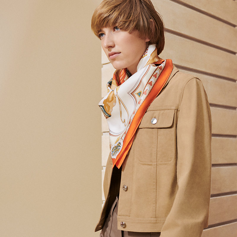 Harnais de Coeur scarf 90 - Orange | Hermès USA Harnais de Coeur scarf 90 - Orange | Hermès USA